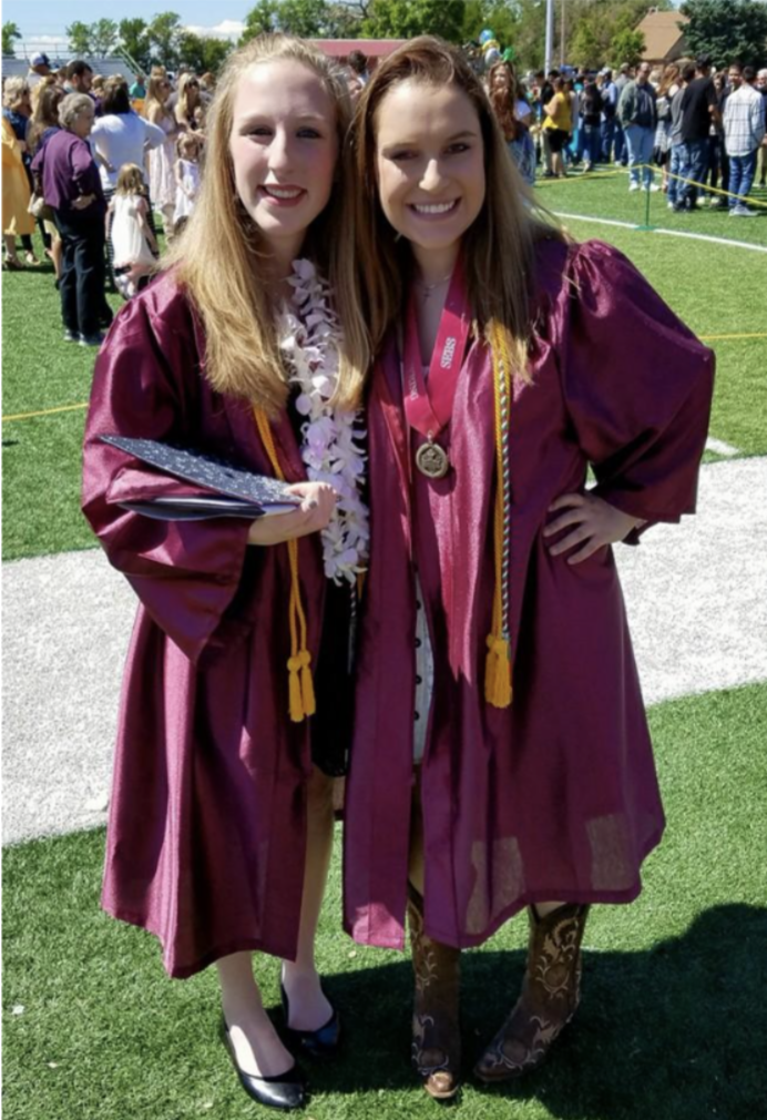 two girls at high school graduation